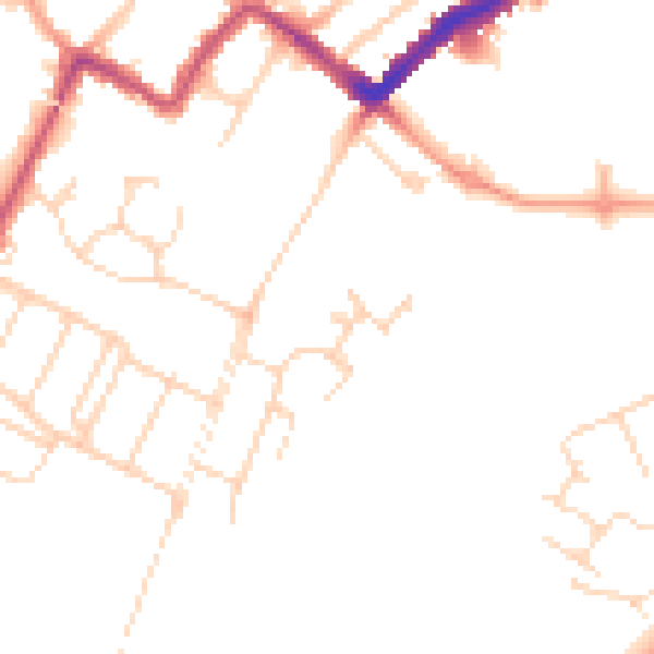Daytime road noise heatmap for WD18 6QF
