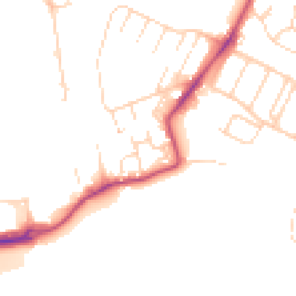 Daytime road noise heatmap for WD18 6UW