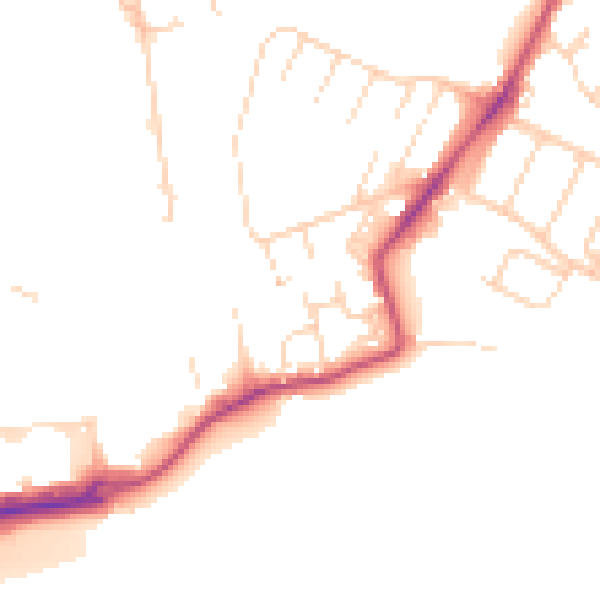 Daytime road noise heatmap for WD18 6XE
