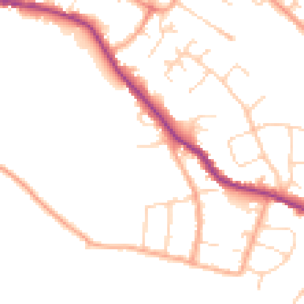 Daytime road noise heatmap for WD23 1AB