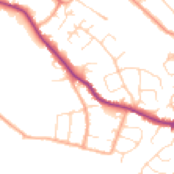 Daytime road noise heatmap for WD23 1AD
