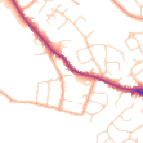 Daytime road noise heatmap for WD23 1AE