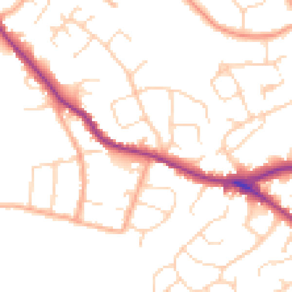 Daytime road noise heatmap for WD23 1AG