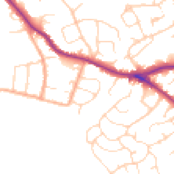 Daytime road noise heatmap for WD23 1AL
