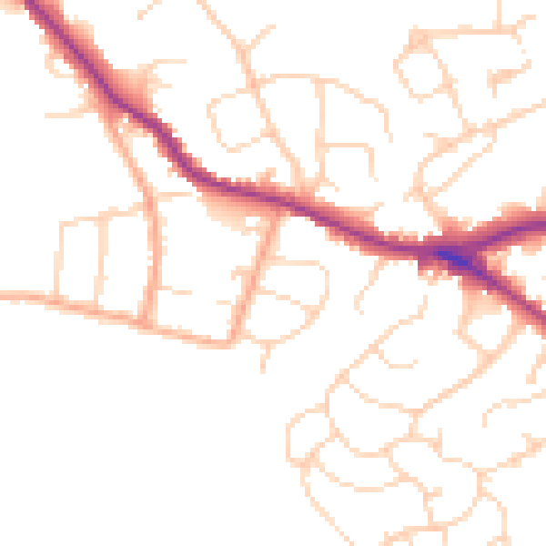 Daytime road noise heatmap for WD23 1AP
