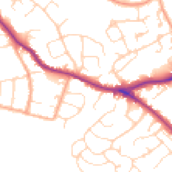 Daytime road noise heatmap for WD23 1AQ