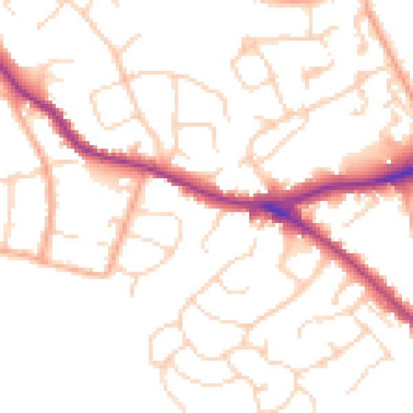 Daytime road noise heatmap for WD23 1AR