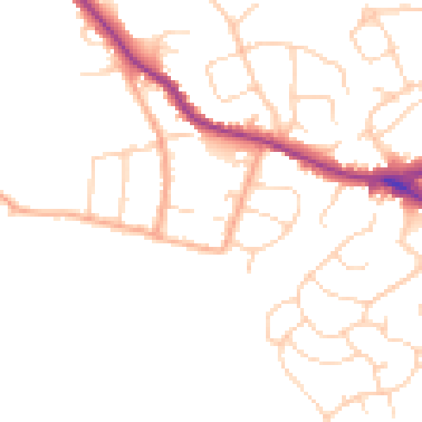 Daytime road noise heatmap for WD23 1AT