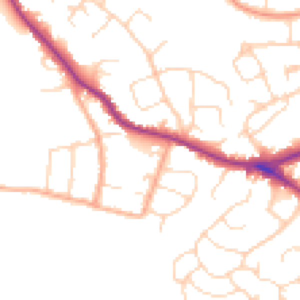 Daytime road noise heatmap for WD23 1AX