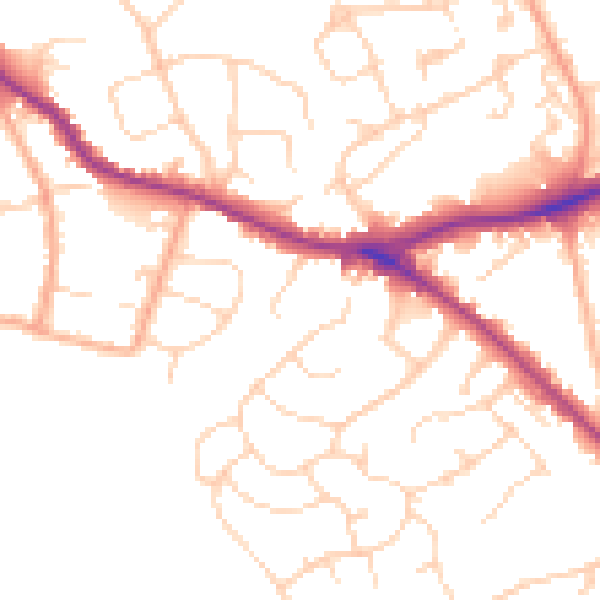 Daytime road noise heatmap for WD23 1AY