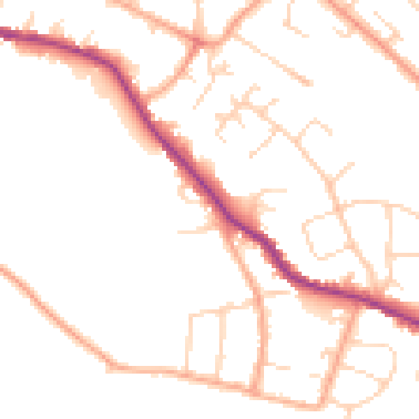 Daytime road noise heatmap for WD23 1AZ