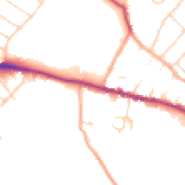 Daytime road noise heatmap for WD23 1BA