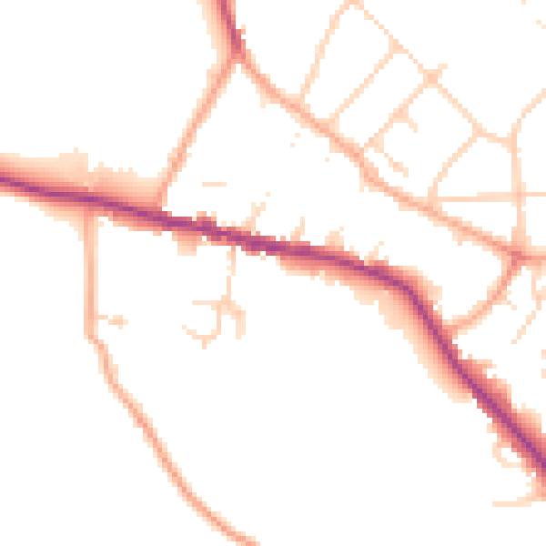 Daytime road noise heatmap for WD23 1BJ
