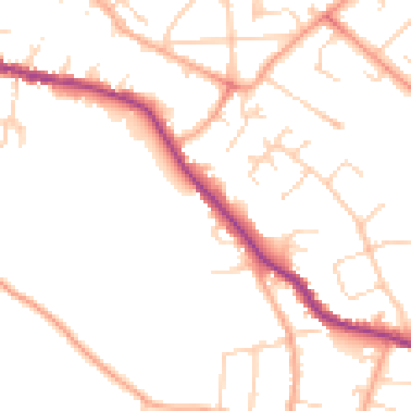 Daytime road noise heatmap for WD23 1BL