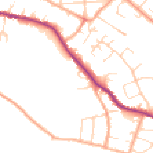 Daytime road noise heatmap for WD23 1BN