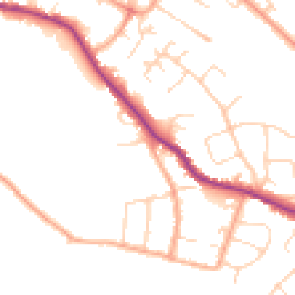 Daytime road noise heatmap for WD23 1BP