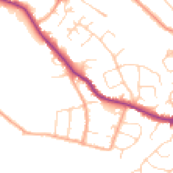 Daytime road noise heatmap for WD23 1BS