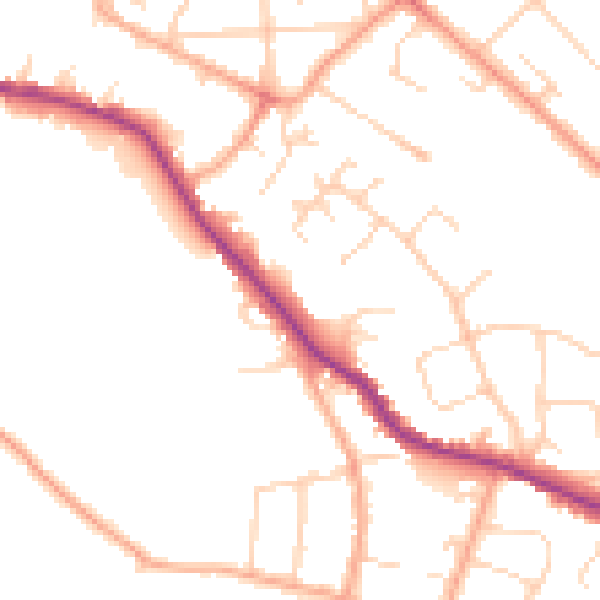 Daytime road noise heatmap for WD23 1BT