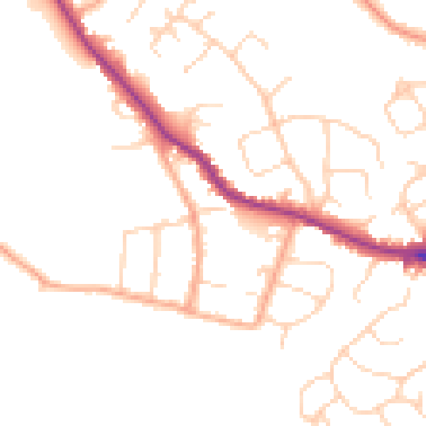 Daytime road noise heatmap for WD23 1BU