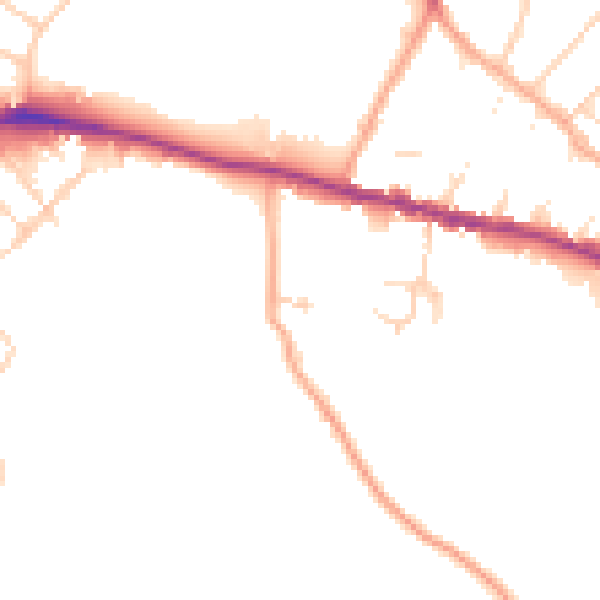 Daytime road noise heatmap for WD23 1DD