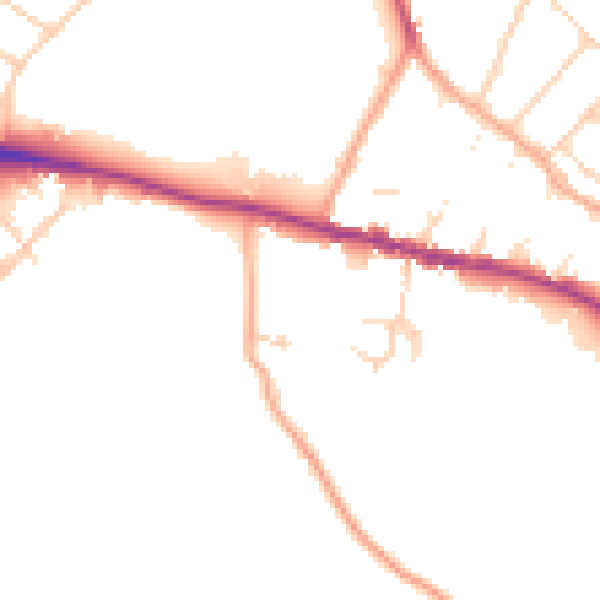 Daytime road noise heatmap for WD23 1DN