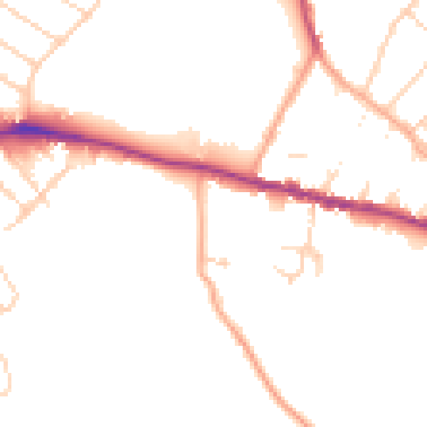 Daytime road noise heatmap for WD23 1DY