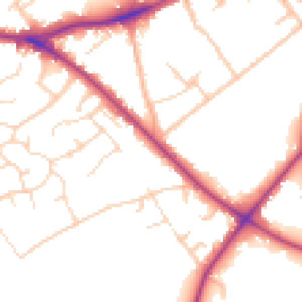 Daytime road noise heatmap for WD23 1EJ