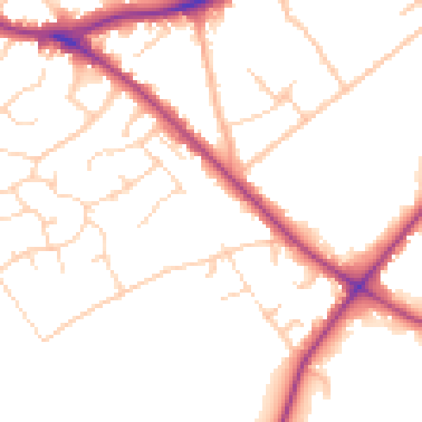 Daytime road noise heatmap for WD23 1ER