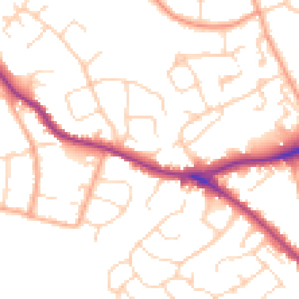 Daytime road noise heatmap for WD23 1FB