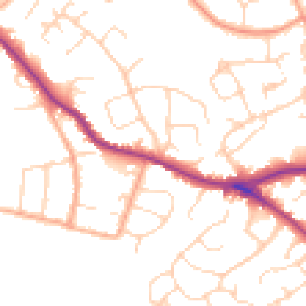 Daytime road noise heatmap for WD23 1FN