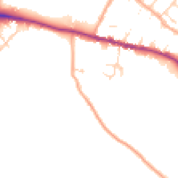 Daytime road noise heatmap for WD23 1FQ