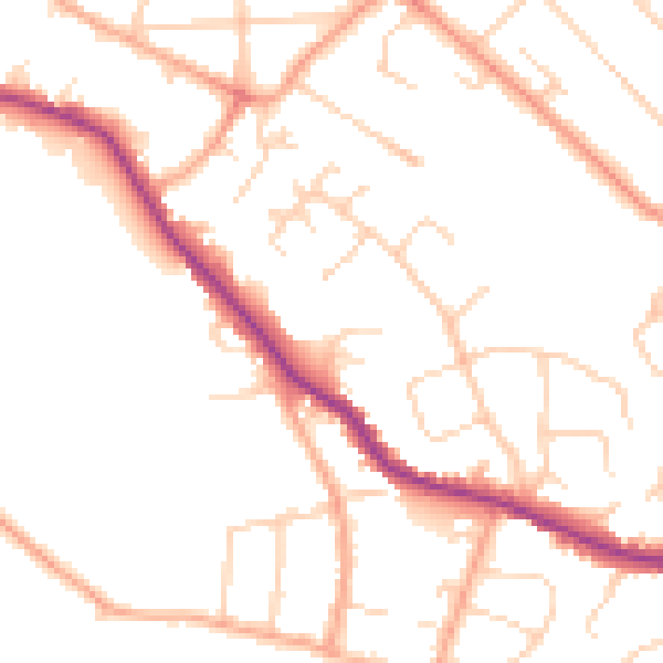 Daytime road noise heatmap for WD23 1FS