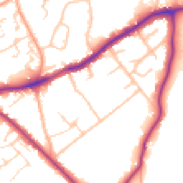 Daytime road noise heatmap for WD23 1FW
