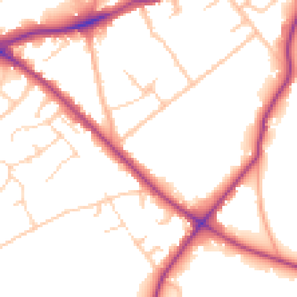 Daytime road noise heatmap for WD23 1GB