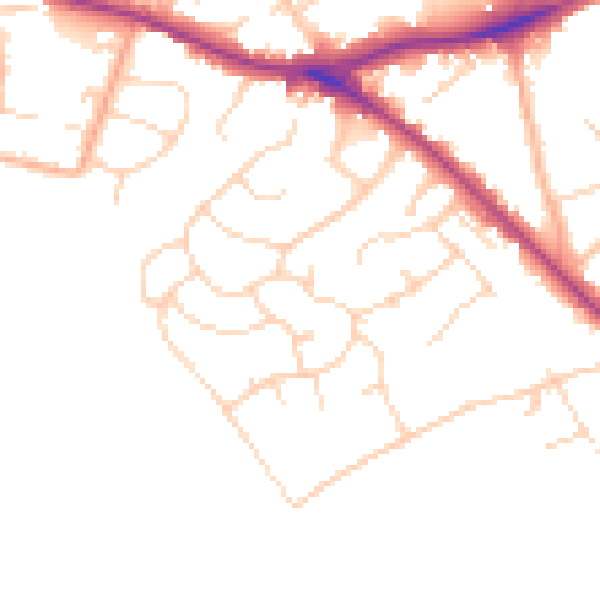 Daytime road noise heatmap for WD23 1HD
