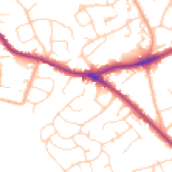 Daytime road noise heatmap for WD23 1HR