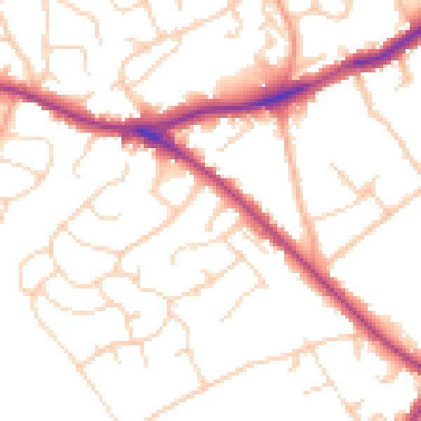 Daytime road noise heatmap for WD23 1HX