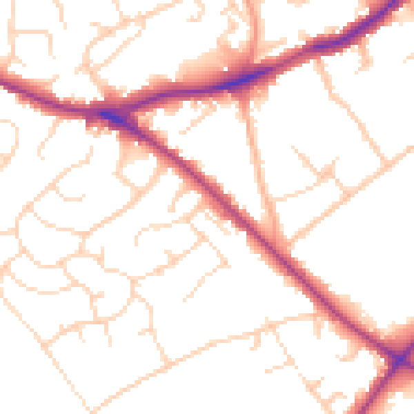 Daytime road noise heatmap for WD23 1HY