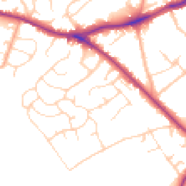 Daytime road noise heatmap for WD23 1HZ