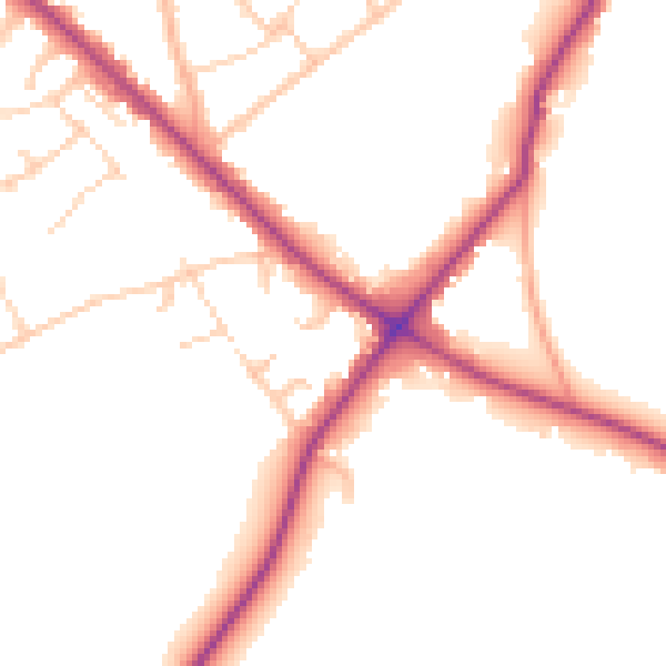 Daytime road noise heatmap for WD23 1JB