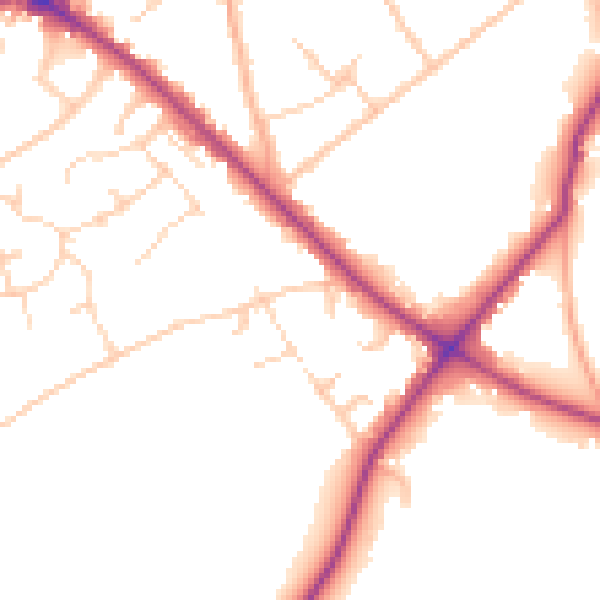 Daytime road noise heatmap for WD23 1JE