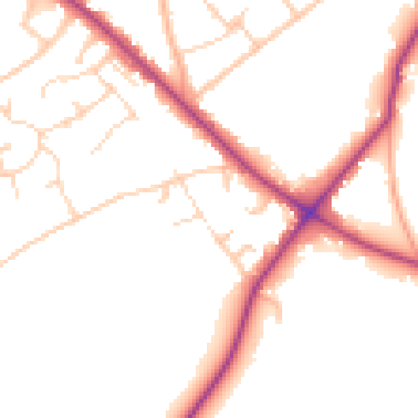 Daytime road noise heatmap for WD23 1JG