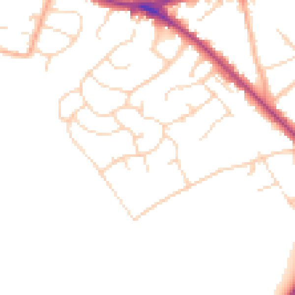 Daytime road noise heatmap for WD23 1JU