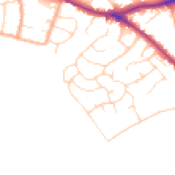 Daytime road noise heatmap for WD23 1LE
