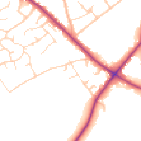 Daytime road noise heatmap for WD23 1LF