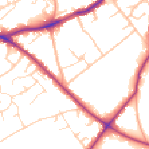 Daytime road noise heatmap for WD23 1NG