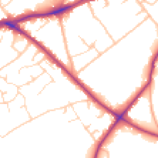 Daytime road noise heatmap for WD23 1NR