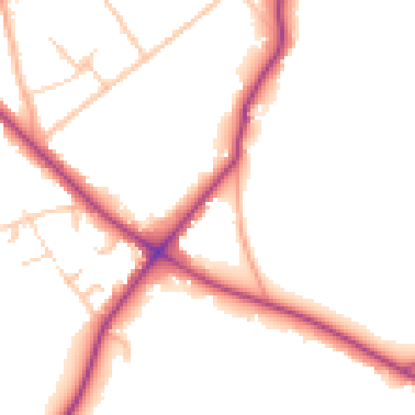 Daytime road noise heatmap for WD23 1NX