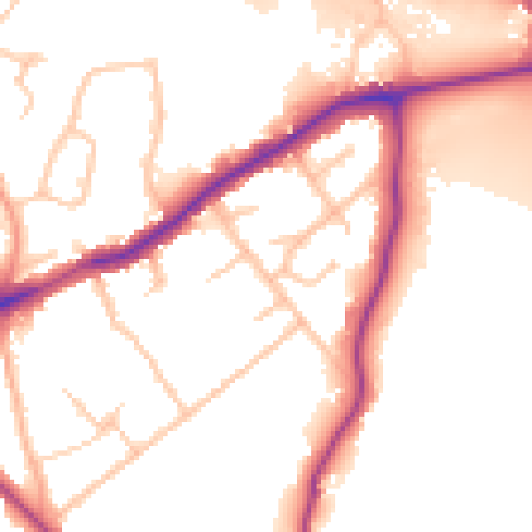 Daytime road noise heatmap for WD23 1NZ
