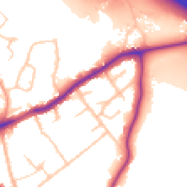 Daytime road noise heatmap for WD23 1PF